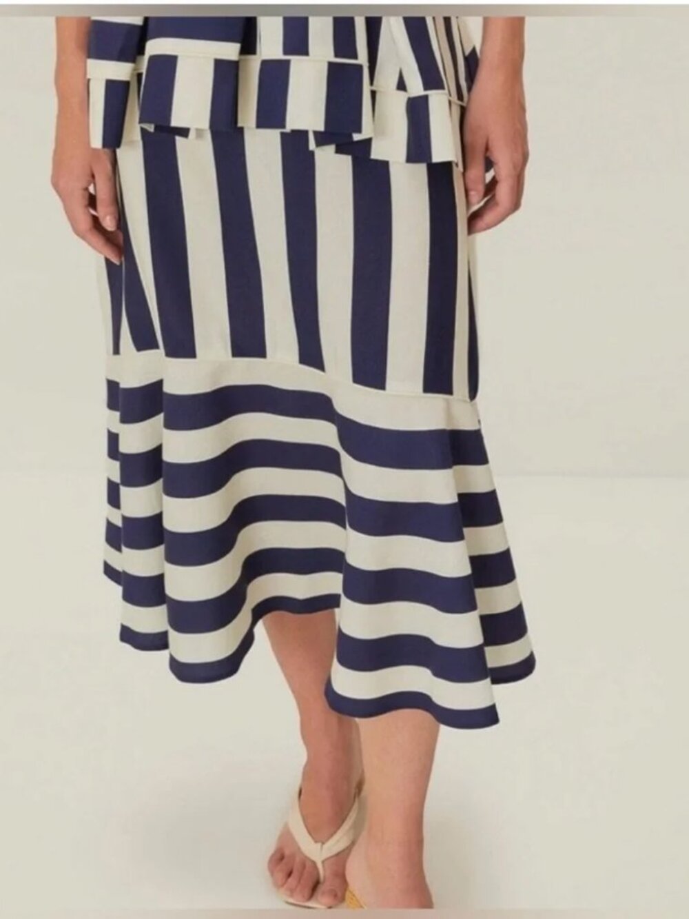 Farm Rio Blue Mixed Stripes Midi Skirt - Picture 3 of 6
